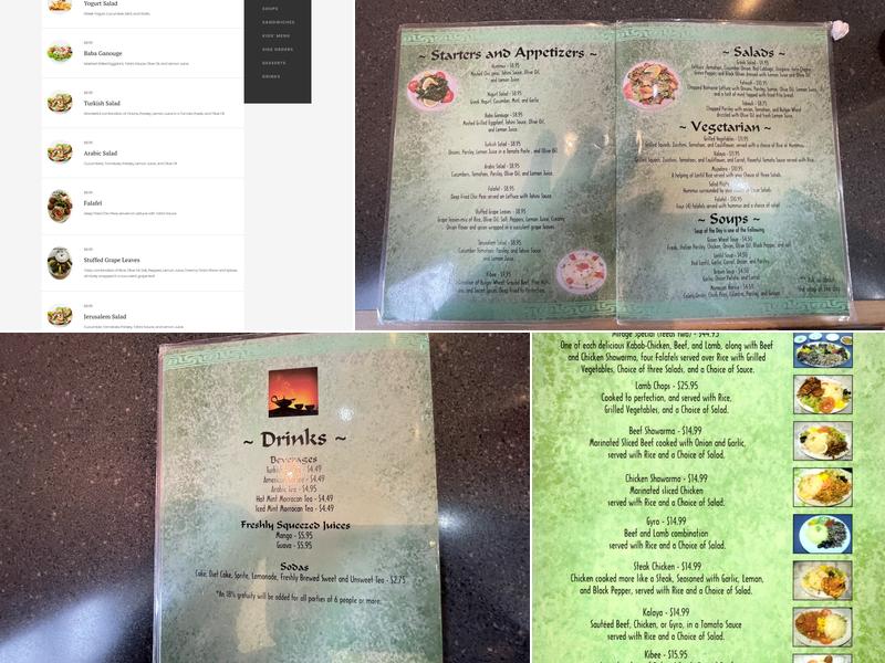 Mirage Mediterranean Menu