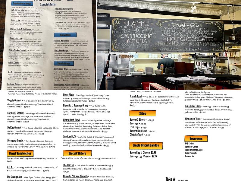 Fine Arts Bistro Menu