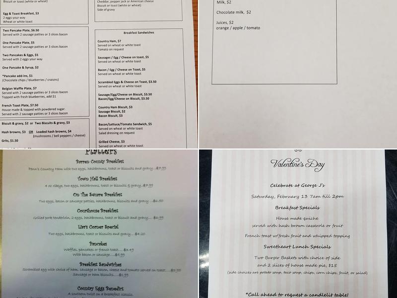 George J Ellis Mercantile Menu