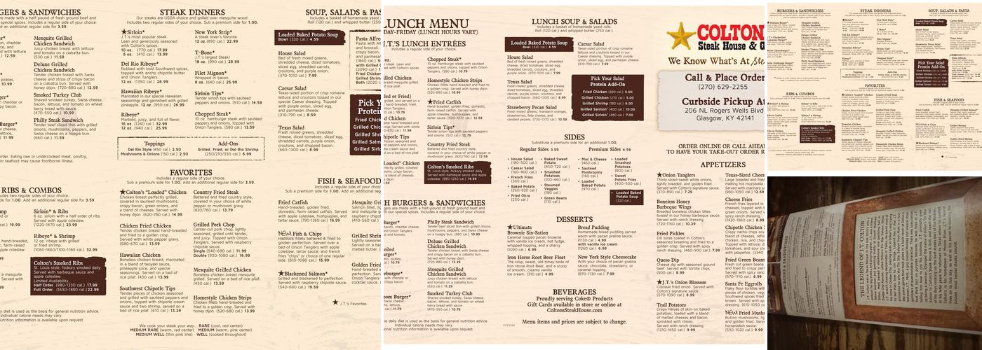 Colton's Steak House & Grill Menu