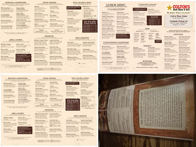 Colton's Steak House & Grill Menu