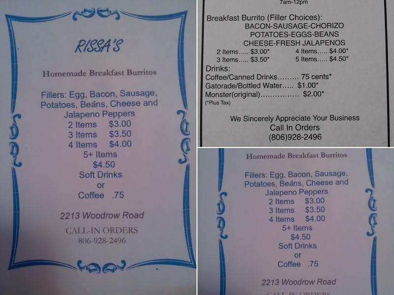 Rissa's Menu