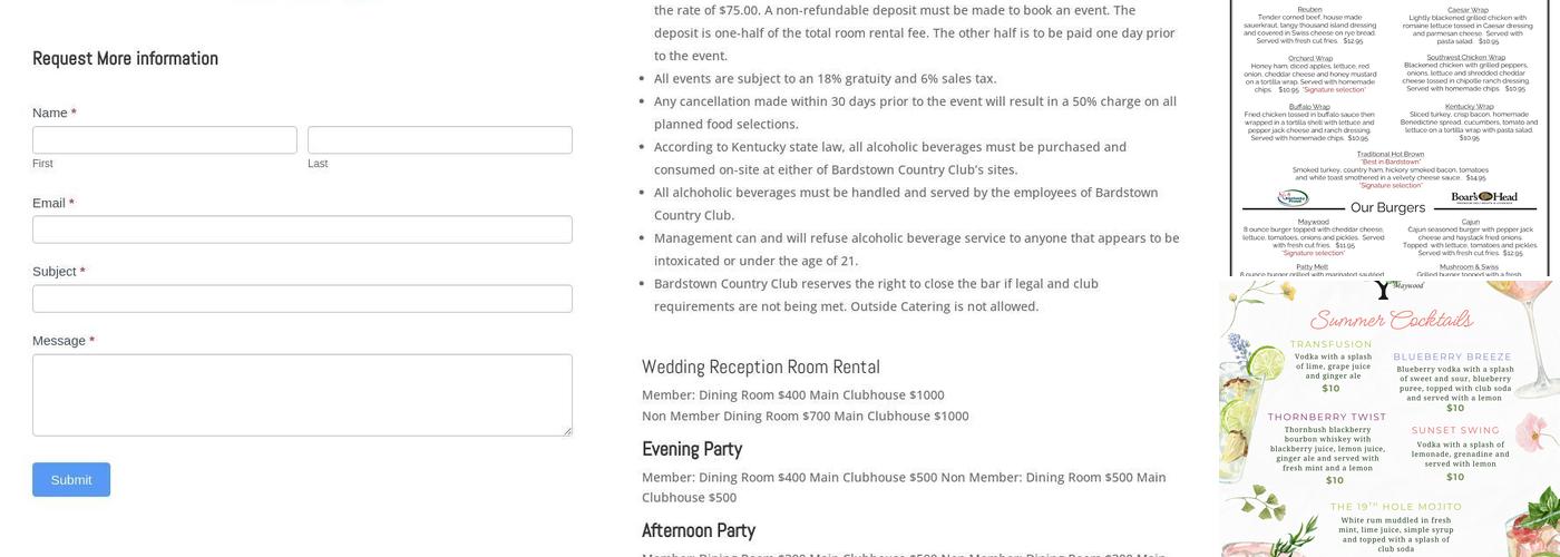 The Grill at Maywood Menu