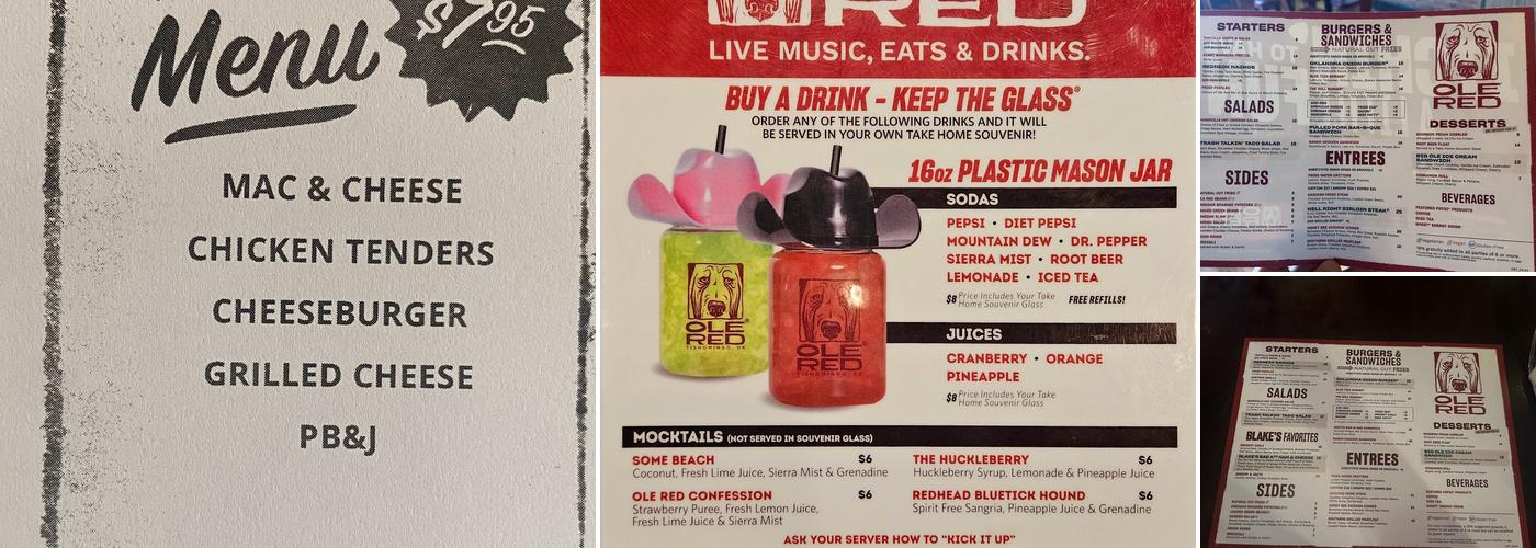 Ole Red Menu
