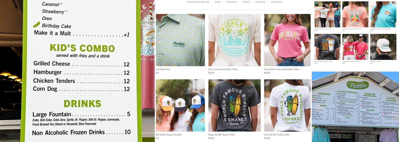 Pickle's Burger and Shake Menu