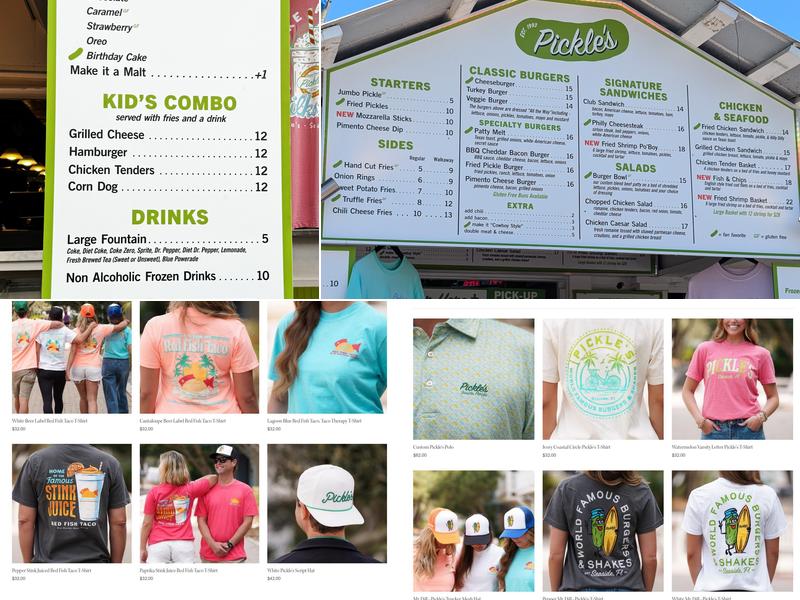 Pickle's Burger and Shake Menu