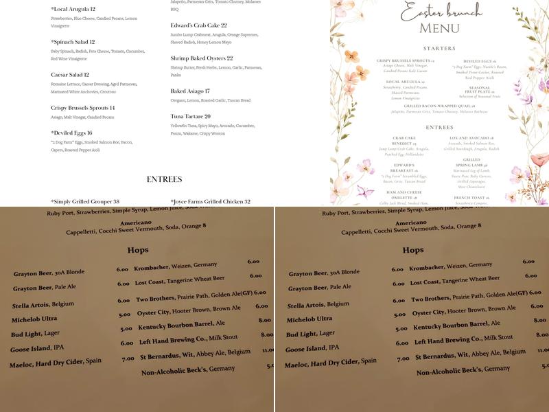 Edward's Fine Food And Wine Menu