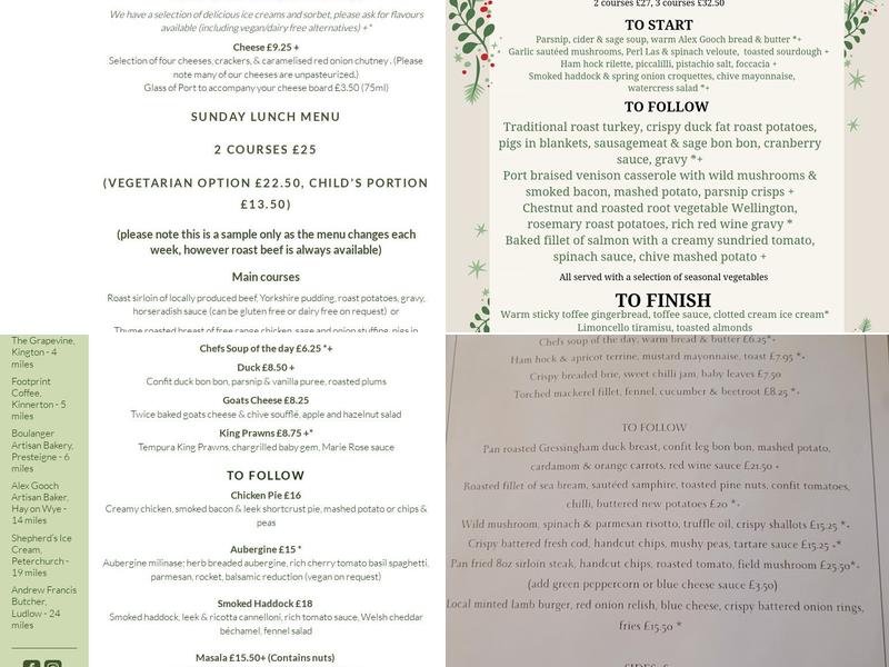 The Harp Inn Menu
