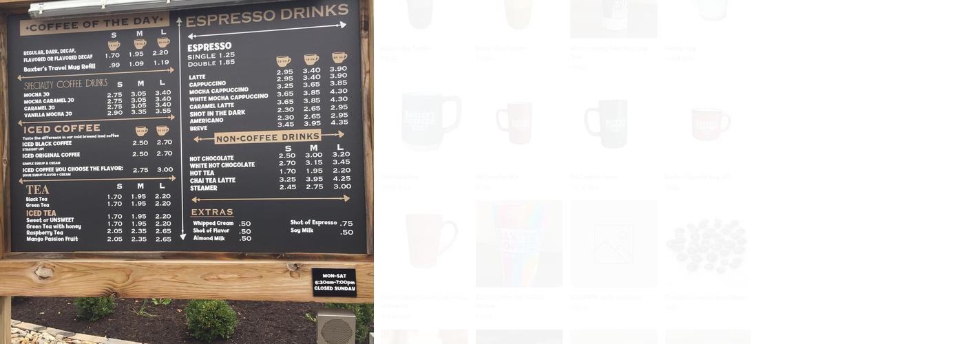 Baxter's Coffee (original location) Menu