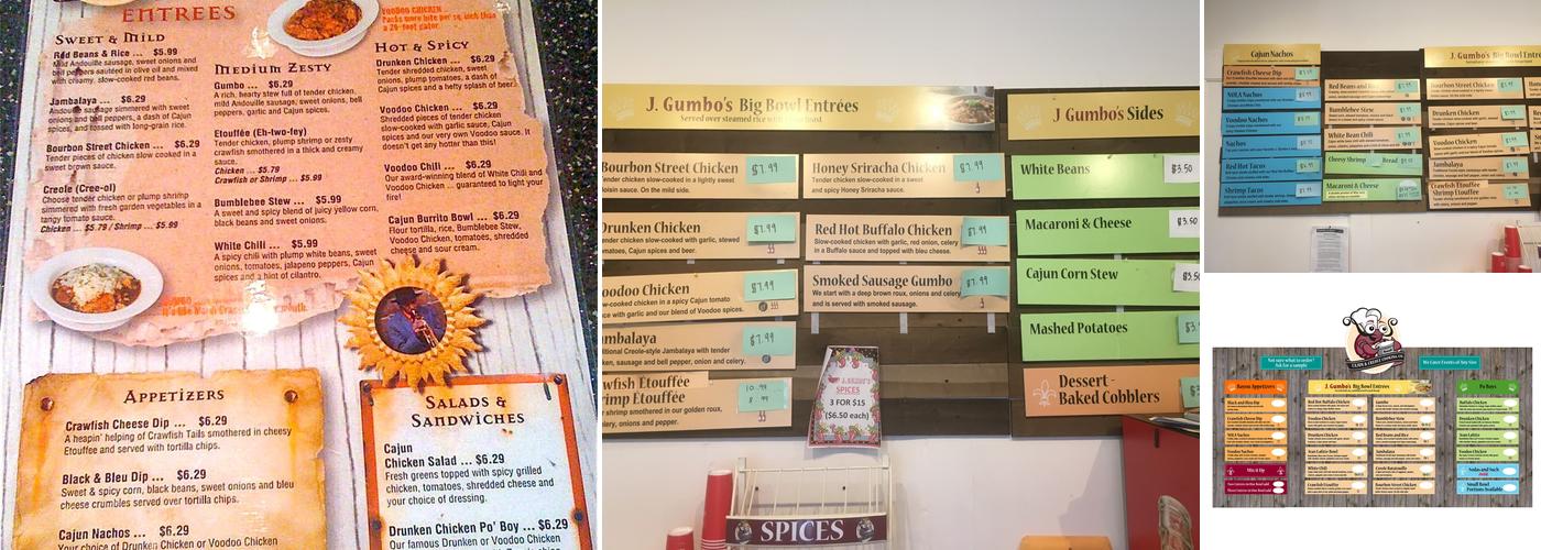J. Gumbo’s Middletown Menu