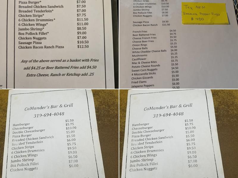 CaMander's Bar & Grill Menu