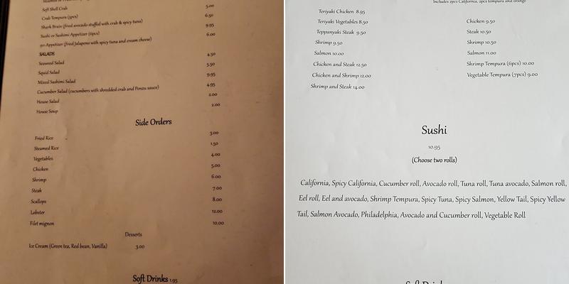 Jabez Jabes Hibachi Steakhouse Menu