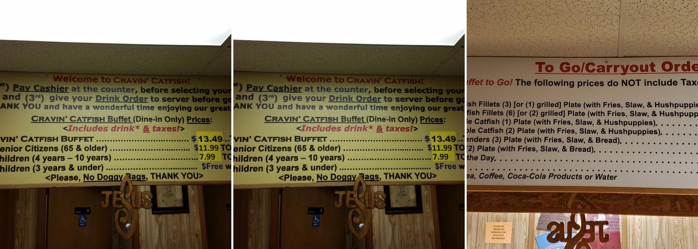 Cravin' Catfish Menu