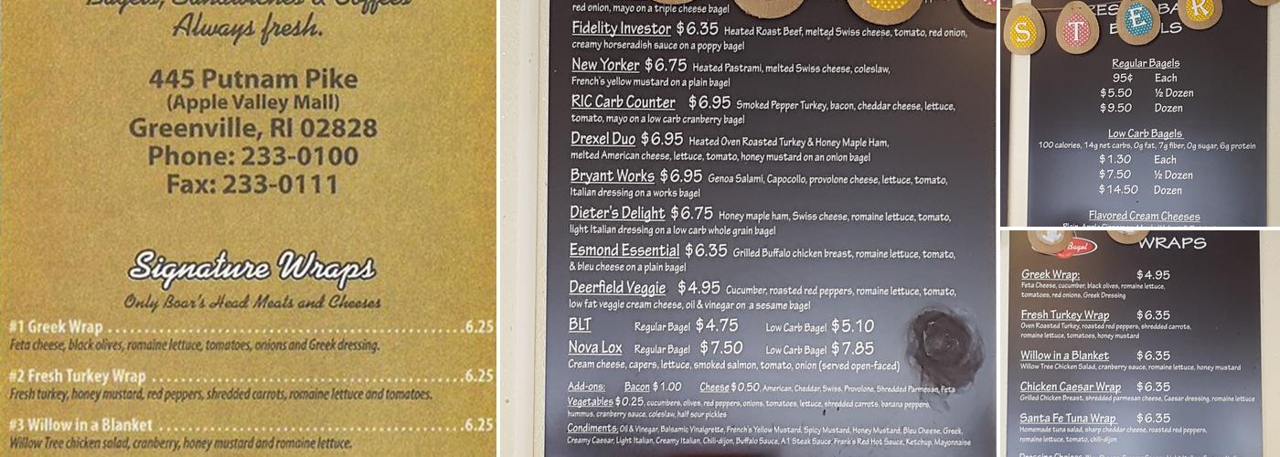 Cafe Such-A-Bagel Menu