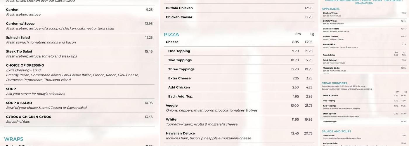 Gregory's Menu