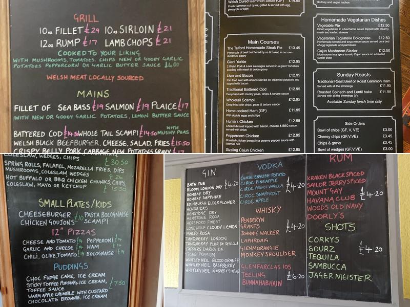 The Aqueduct Inn Menu