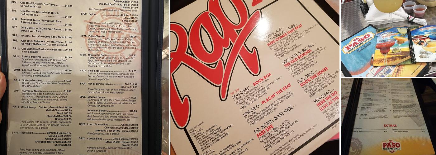 EL Paso Mexican Grill Menu