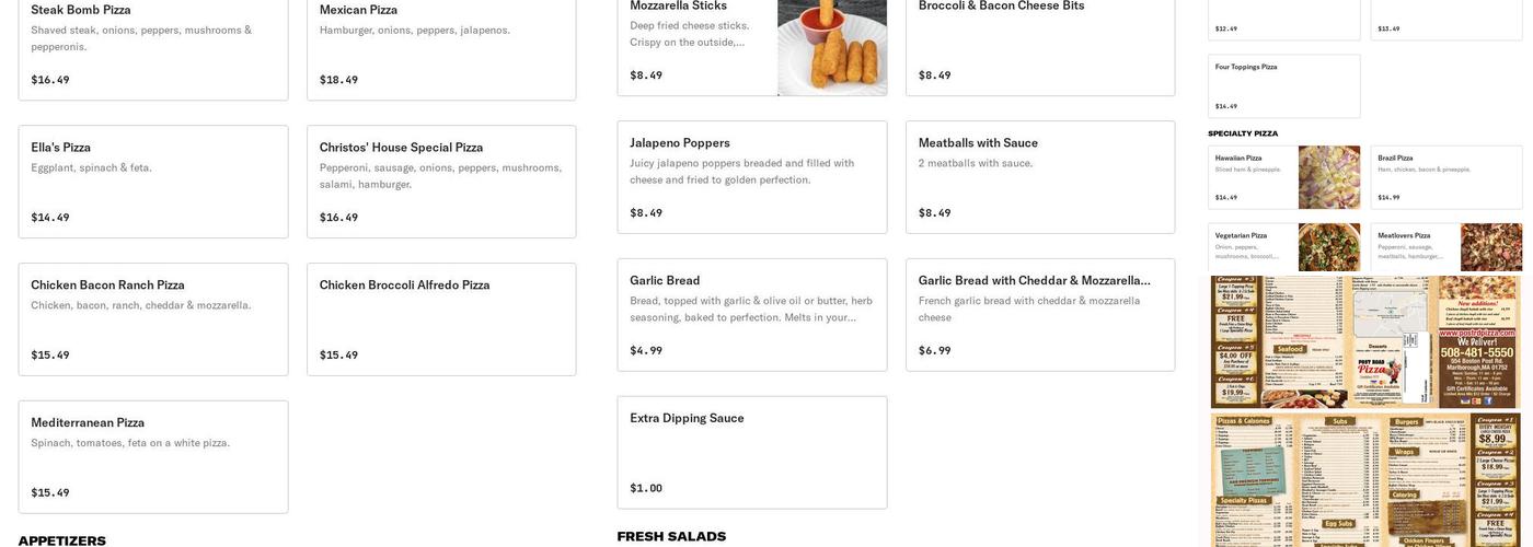 Post Road Pizza Menu