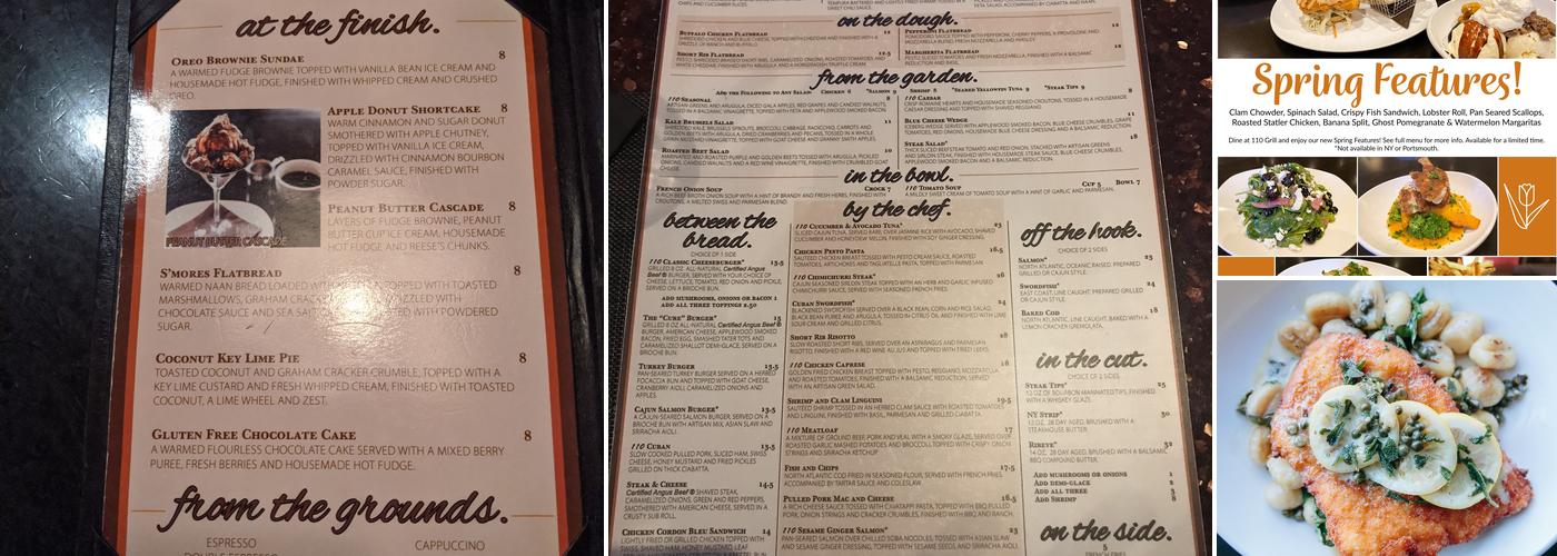 110 Grill Menu