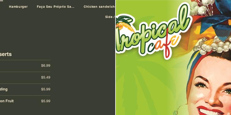 Tropical Cafe Menu