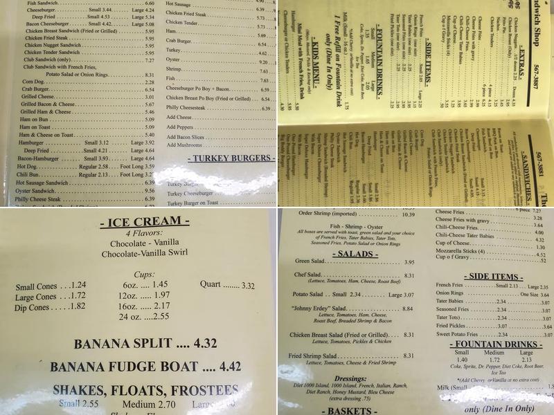 Sandwich Shop Menu