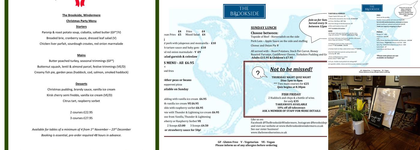 Brookside Inn Menu