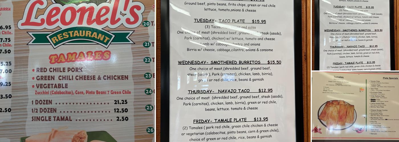 Leonel's Tamales Menu