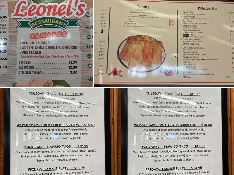 Leonel's Tamales Menu