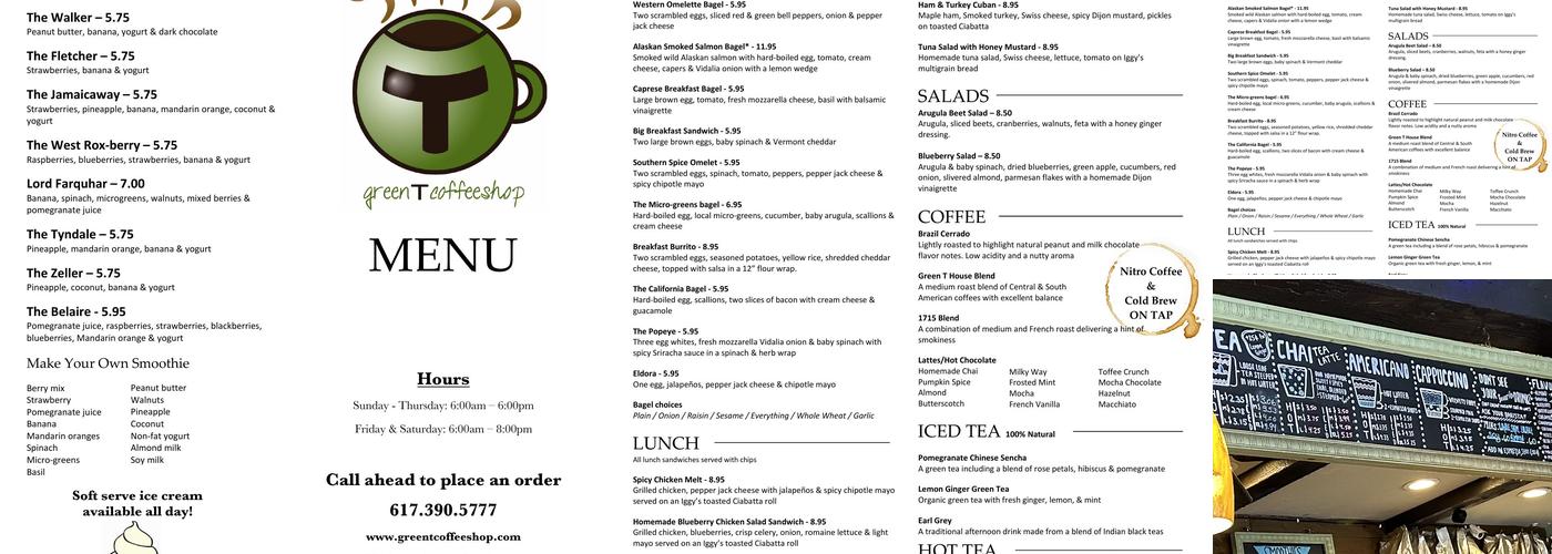 Green T Coffee Shop - Rozzie Menu