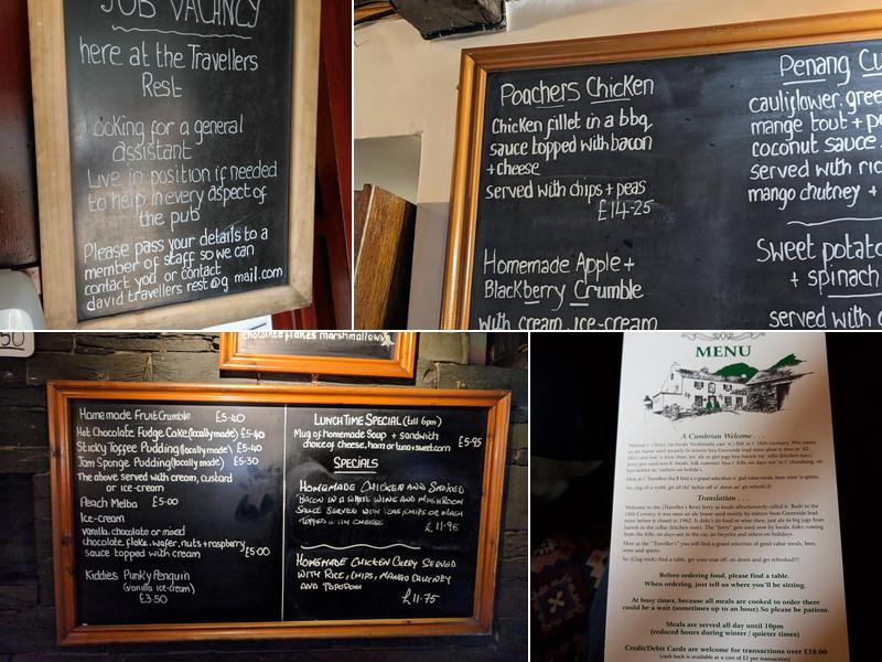 Travellers Rest Menu