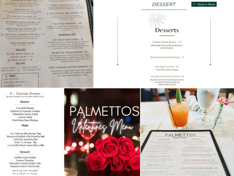 Palmettos On The Bayou Menu