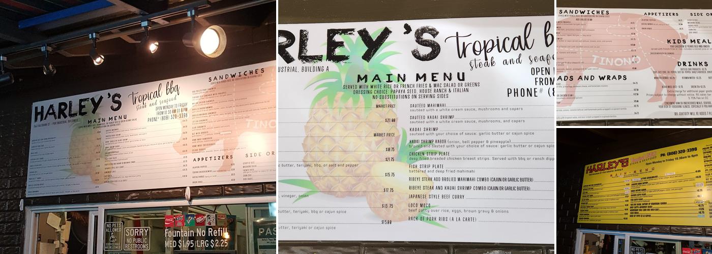 Harley's Tropical Barbecue Menu