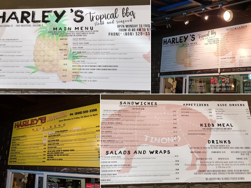 Harley's Tropical Barbecue Menu
