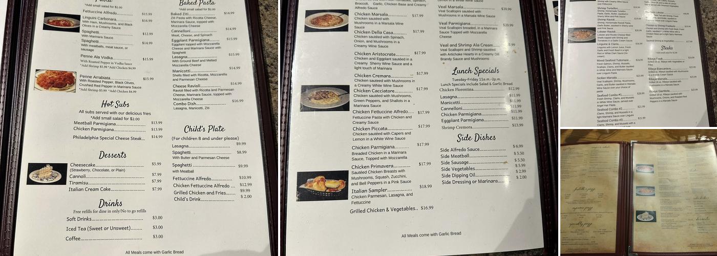 Fratelli's Italian Grille Menu