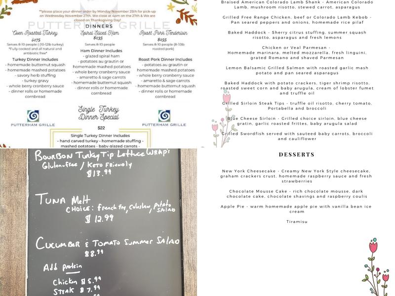 Putterham Grille Menu