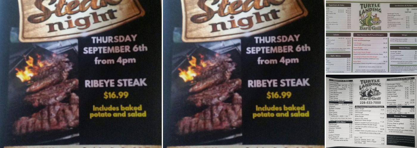 Turtle Landing Bar & Grill Menu