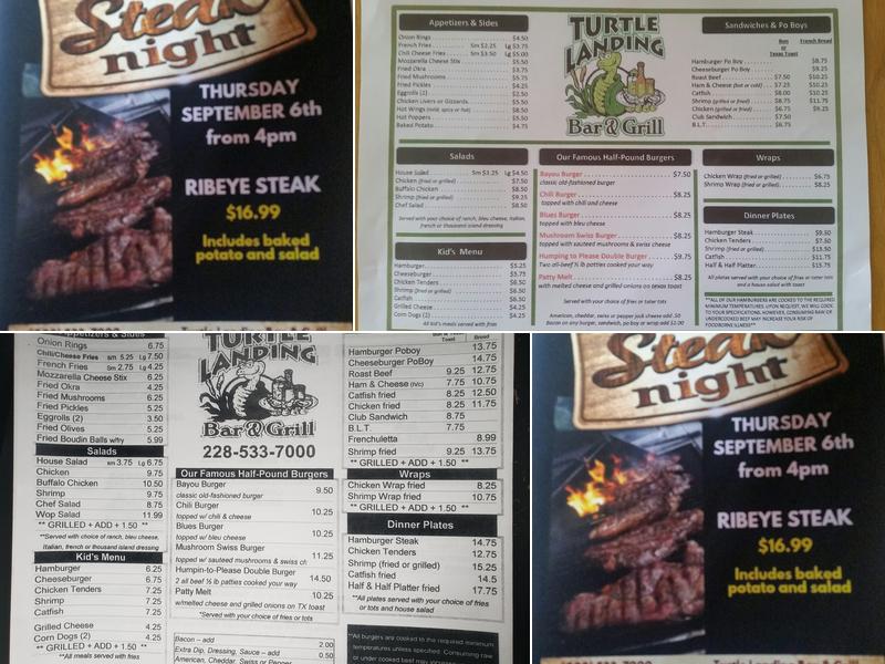 Turtle Landing Bar & Grill Menu