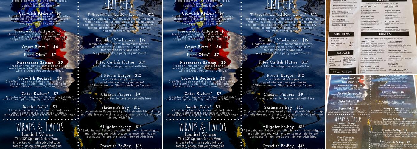 T Rivers Bar & Grill Menu