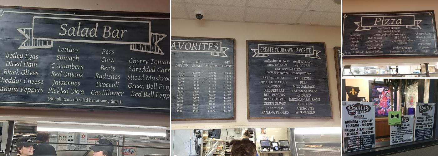 Mr Gatti's Pizza Menu