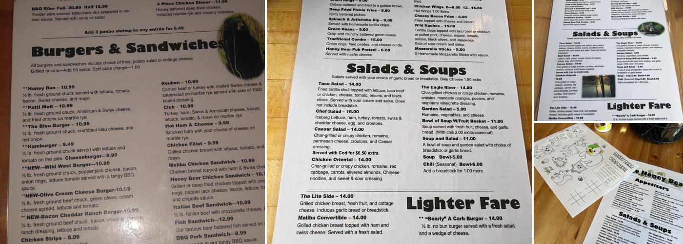 Honey Bear Menu