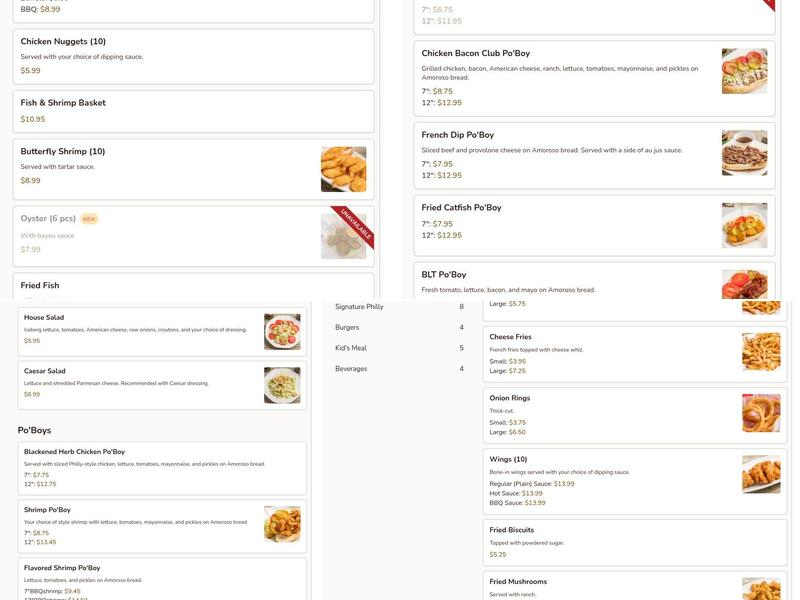 South of Philly Menu