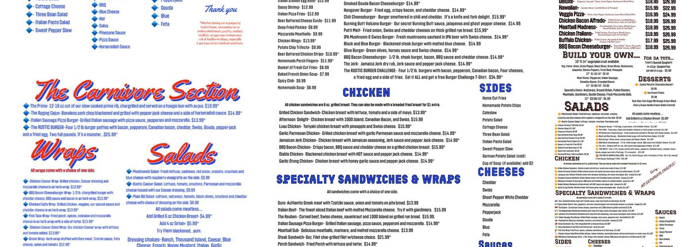 Rustic Roadhaus Menu