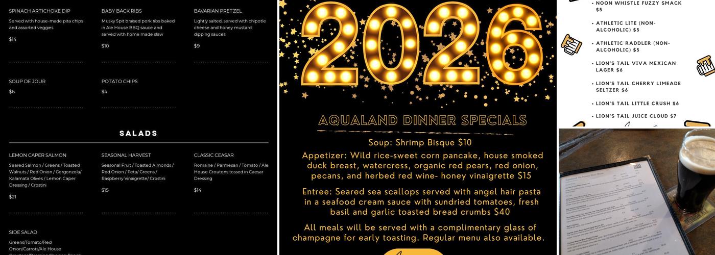 Aqualand Ale House Menu
