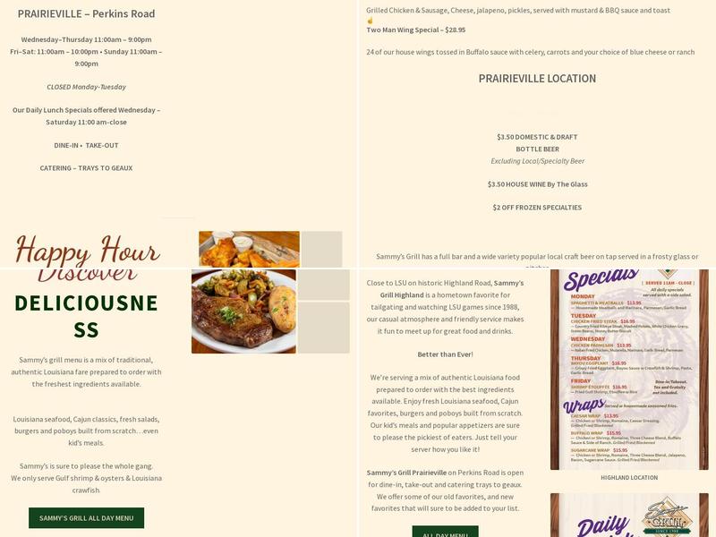 Sammy's Grill Menu