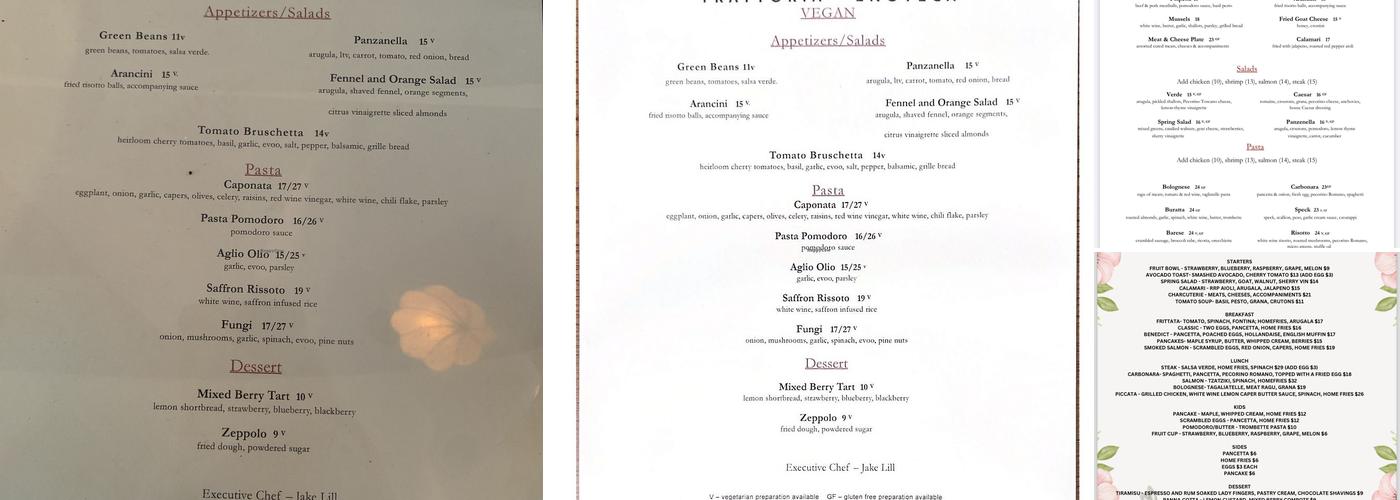 Tomasso Trattoria & Enoteca Menu