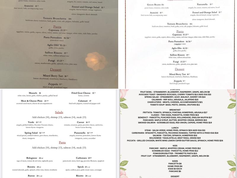 Tomasso Trattoria & Enoteca Menu
