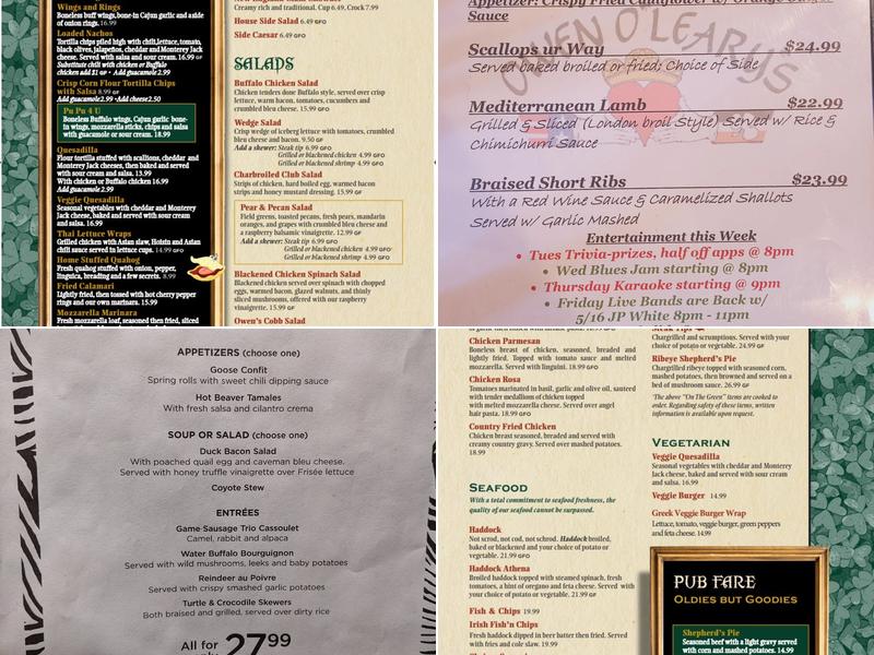 Owen O'Leary's Menu