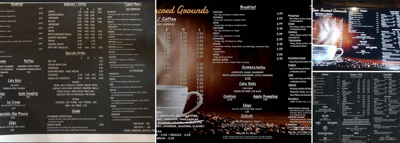 Tipps Sacred Grounds Coffeehouse and Restaurant Menu