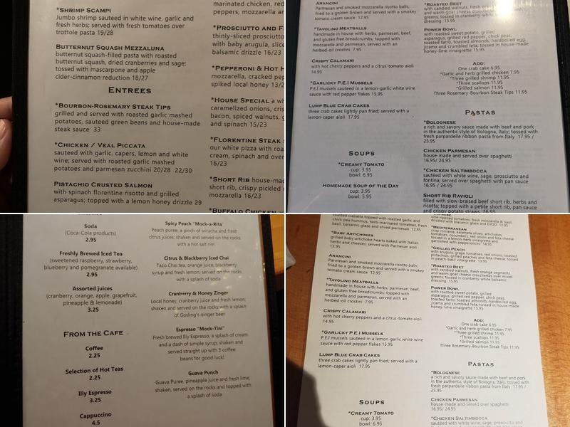 Tavolino Italian Gourmet Menu