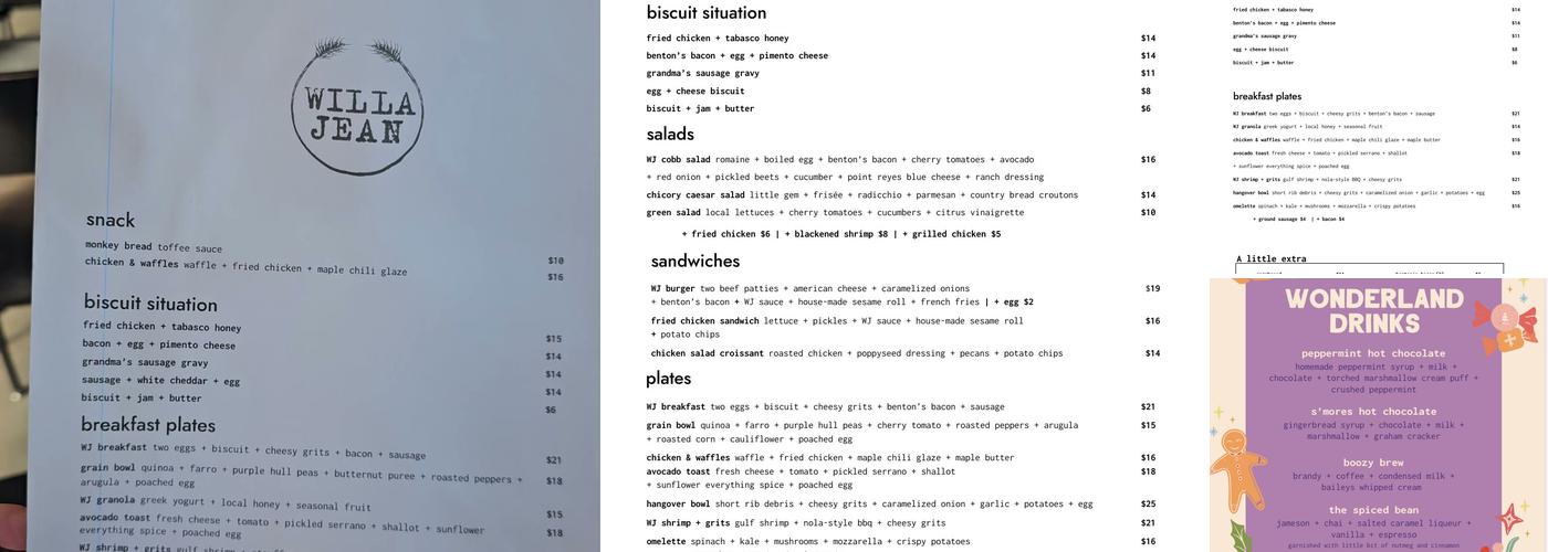 Willa Jean Menu